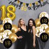 Jobkoo 18th Birthday Decorations, Black Gold 18th Birthday Party Decoration for Boys Girls Golden Black 18th Birthday Balloons Cake Topper 18th Birthday Banner for 18 Year Old Birthday Party Supplies