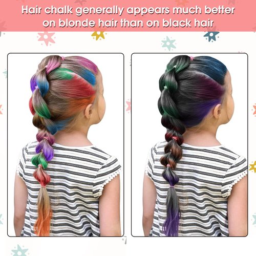 New Hair Chalk Comb for Girls Kids, Washable Temporary Hair Color Dye for Kids Age 5 6 7 8 9 10+ Birthday Party Gift Cosplay DIY, Children's Days (Blue, Pink, Purple, Green, Red, White)