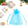 Boshen 100/200PCS Organza Gift Candy Sheer Bags Mesh Jewelry Pouches Drawstring Bulk for Wedding Party Favors Christmas (3" X 4"(100PCS), Teal Blue)
