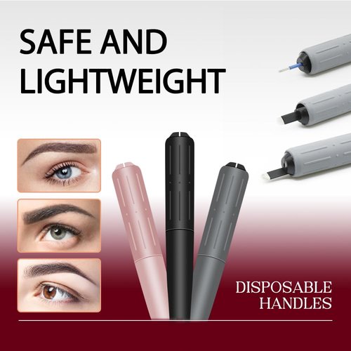 10Pcs Microblading Handles Disposable Manual Microblading Pen Holder with Nano 18 U Shaped Blade Pigment Sponge Sterilized Microblade Holder for Eyebrow Microblading Kit Professional
