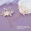 OIIKI 2PCS Flower Leaves Hair Pins for Wedding, Elegant Rhinestone Women Hair Clips, U-shape Crystal Hairpins Hair Accessories for Brides, Women, Girls for Parties, Christmas, Festival
