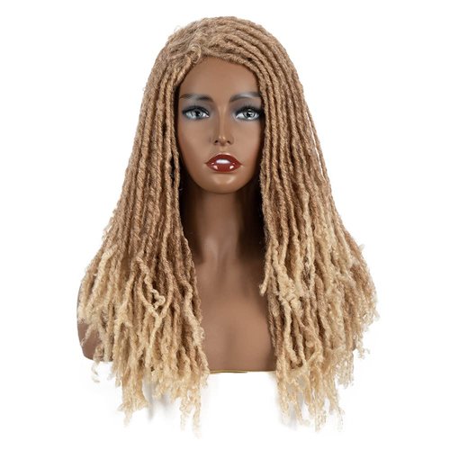 FASHION IDOL Synthetic Dreadlock Wigs 21 Inches Ombre Blonde Faux Locs Wig Curly Rolls Twist Wig Wigs for Black Women