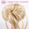 HOOJIH Messy Bun Hair Piece, Super Long Tousled Updo Hair Bun Extensions Wavy Hair Wrap Ponytail Hairpieces Hair Scrunchies with Elastic Hair Band for Women HB007 Grace - Cool Light Blonde