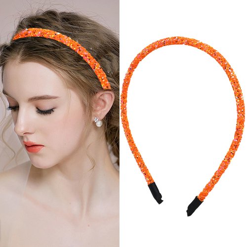 Totelux Glitter Headband for Girls Sparkle Skinny Hair Band Orange Sequins Hair Hoop Birthday Wedding Prom Party Women Hair Accessories
