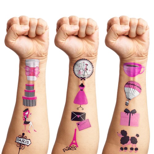 Paris Temporary Tattoos France Paris Party Decorations Favors Supplies French Theme Birthday 82PCS Cute Eiffel Towers Tattoo Stickers Christmas Gifts for Boys Girls Kids Class School Prizes Carnival