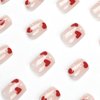 24Pcs Red Heart Press on Nails Short Square - Valentine’s Day Fake Nails Full Cover Glue on Nails with Design White Polka Dot Red Love Glossy Artificial Stick on Nails False Nails for Women Girls