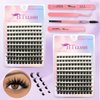 BTLLSSH Lash Extension Kit DIY 240pcs Lash Clusters Eyelash Extension Kit Individual Lashes Kit with Lash Bond & Seal Remover Lash Tweezers for Self Use (003B-0.31-0.63INCH-WildStyle)