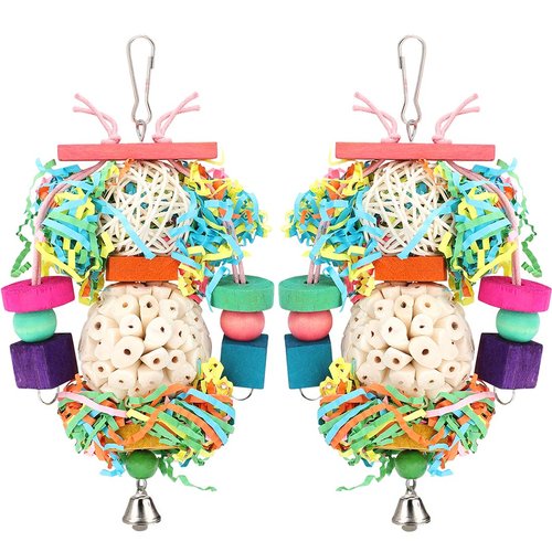BBjinronjy Bird Toys Conure Toys Hanging Natural Soft Sola Ball Beak Chew Shred Forage Toys for Parrots,Cockatiel,Conure,Love Birds,Parakeets,Budgie and Other Small Birds (Girls)
