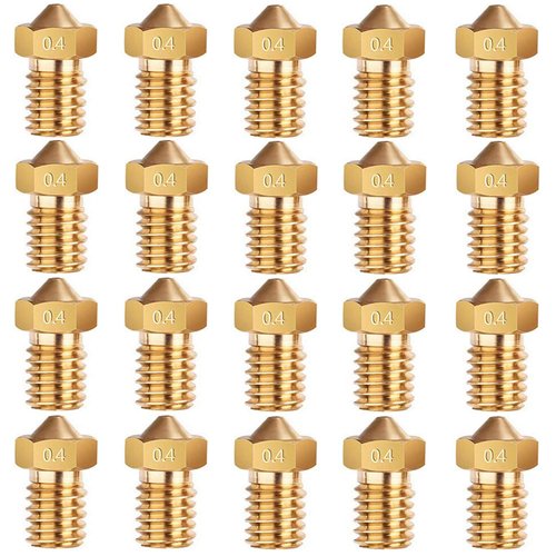 E3D Nozzles, ExcelFu M6 0.4mm Brass Nozzle Extruder Print Head for 1.75mm Filament E3D V5-V6 3D Printer, Pack of 20