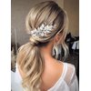 Latious Silver Bride Wedding Hair Comb Crystal Bridal Side Comb Leaf Hair Piece Rhinestone Hair Accessories for Women and Girls (Silver)