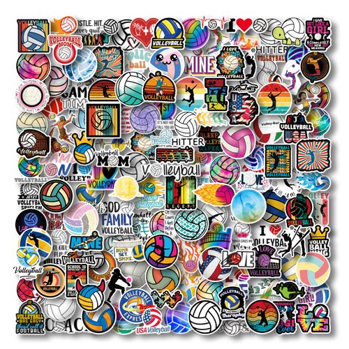 AOWDIAO 200 Pcs Volleyball Stickers for Water Bottle Volleyball Gifts for Teen Girls Volleyball Stuff