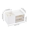 LETURE Office Desk Organizer with drawer, Office Supplies and Desk Accessories, Business Card/Pen/Pencil/Mobile Phone/Stationery Holder Storage Box (White)