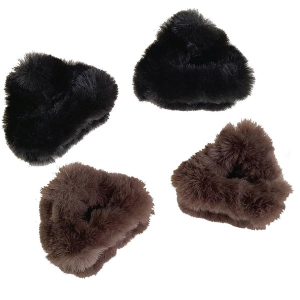 4Pcs Plush Cat Ears Hair Claw Clips Barrettes Forehead Hair Bangs Clip Headwear Halloween Cosplay Costume Hair Accessories for Women Girls, Black and Coffee
