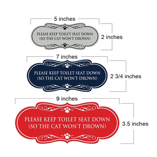 Designer Paws, Please Keep Toilet Seat Down (so the cat won't drown) Sign (Dark Brown) - Medium