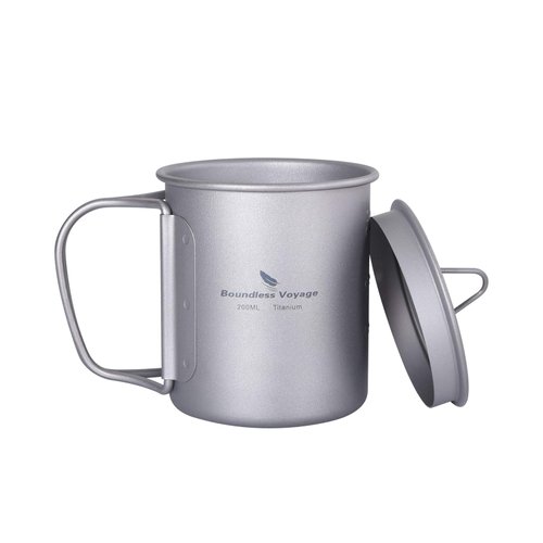 Boundless Voyage Titanium Cup with Lid Outdoor Camping Ultralight Water Tea Coffee Mug 200ML/300ML/450ML (200ml (6.7fl oz))