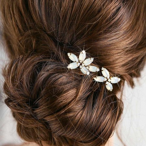 Jeairts Rhinestone Wedding Hair Pins Gold Bridal Hair Pieces Crystal Hair Accessories for Women(2 pcs)