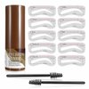 Eyebrow Stamp Stencil Kit – Waterproof Brow Stamp Shaping Kit Eyebrow Definer with 2 Eyebrow Pen Brushes and 10 Eyebrow Buildable Brow Stencils, Natural Shape Brow Powder ​Makeup Tool (Dark Gray)