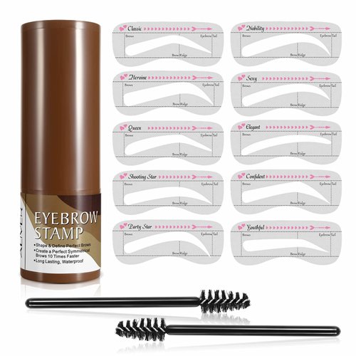 Eyebrow Stamp Stencil Kit – Waterproof Brow Stamp Shaping Kit Eyebrow Definer with 2 Eyebrow Pen ...