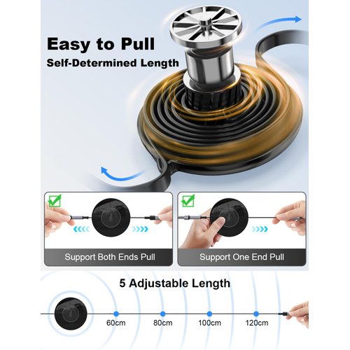 3-in-1 Retractable Multi Charging Cable, 100W Retractable Charger Cord, USB-C/A to Lightning/USB-C/Micro USB Phone Charger Cord for iPhone 15, iPhone 16, Samsung, MacBook, iPad