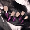 TBRZTR Halloween Press on Nails Almond Medium Nails Purple French False Nails Bat Design Halloween Nail Artificial Acrylic Nails Full Cover Reusable Coffin Nails Halloween Glue on Nails for Women