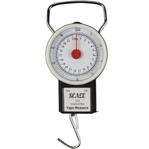 Digital Hanging Scale Mechanical Kitchen and Fishing Scale Multi-Purpose Portable Hand Held Dial Weight Scale with Tape Measure (50 Lbs / 22Kg)