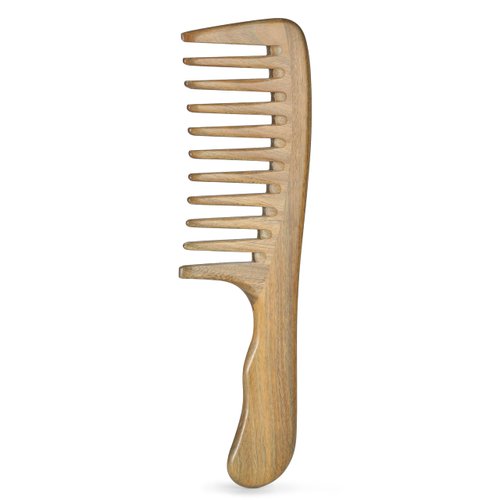 O BRUSHZOO Wood Hair Comb for Women Men, Wide Tooth Comb for Curly Thick Long Wet Dry Hair, Wooden comb for Hair Massage Detangle