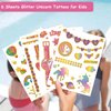 CHARLENT 65 Glitter Styles Temporary Tattoos for Girls Party Supplies - 6 Sheets Glitter Tattoos for Girls Birthday Party Favors Goodie Bag Fillers