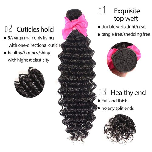 Aatifa Deep Wave Bundles with Closure 9A 100% Unprocessed Virgin Human Hair Deep Wave Bundles with Closure 4x4 Free Part Lace Closure and Bundles Human Hair Extensions (22/24/26+20 Inch)