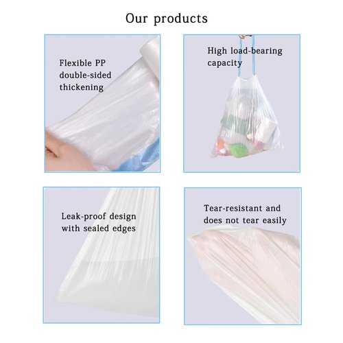 4 Gallon Trash Bag, Drawstring small trash Bags 60 Count,Small Garbage Bags for Office Bedroom Bathroom, Unscented White Tall Kitchen Trash Bags