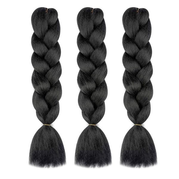 Herina Natural Black Braiding Hair Extensions High Temperature Fiber Jumbo Braiding Hair Extensions 3pcs Black Braiding Hair(3pcs/pack)
