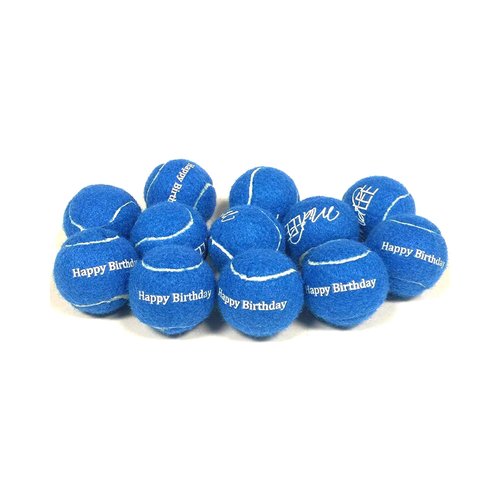 Midlee Happy Birthday Dog Tennis Balls (12 Pack) (Small, Blue)