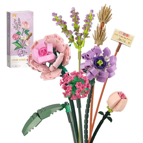 QLT Mini Bricks Flower Bouquet Building Sets, Artificial Flowers, DIY Unique Decoration Home, 547 Pieces Botanical Collection for Ages 8-12 yrs Old Girl for Gift (Not Compatible with Lego Set)