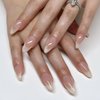 Mkwntg French Tip Press on Nails Medium Length Almond Shaped Fake Nails Glossy Nude Gradient French False Nails Natural Artificial Acrylic Nails Reusable Glue on Nails for Women Girls Daily Wear 24Pcs