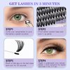 Qeelasee Lash Clusters Fluffy 80D DIY Eyelash Extensions D Curl Individual Eye Lashes 240pcs Mix9-16mm Easy For Beginner At Home Natural Effect