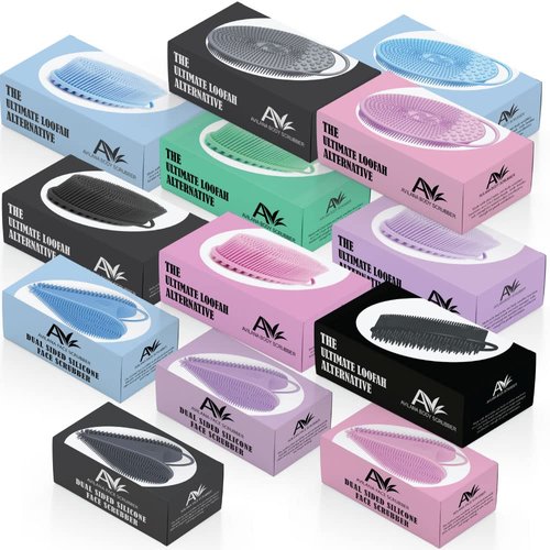 Avilana Silicone Body Scrubber, Gentle exfoliating Body Scrubber That's Easy to Clean, Lathers Well, Long Lasting, and More Hygienic Than Traditional Shower Loofah  (Style 1, Lavender)