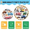 WERNNSAI Construction Party Supplies Set - 64 PCS Dump Truck Themed Plates Napkins and Forks Disposable Construction Party Tableware for Kids Boys Baby Shower Birthday Party Serves 16 Guests