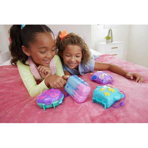 Polly Pocket Playset, Travel Toy with 2 Micro Dolls, Toy Boat & Surprise Accessories, Pocket World Owlnite Campsite Compact