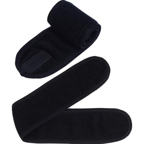 Onwon 2 Pack Facial Spa Headband with Magic Tape - Head Wrap Terry Cloth Headband Stretch Towel Headband for Bath, Makeup, Yoga and Sport, Black