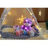 Hopearl LED Plush Cat with Removable Bucket Lighting Up Stuffed Mommy Cat with 3 Baby Kittens in The Basket Floppy Stuffed Animal Playset Night Lights Glow in The Dark Birthday Gifts for Kids, 12''