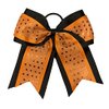 New "CONFETTI DOTS Black Orange" Cheer Bow Pony Tail 7 Inch Girls Hair Bows Cheerleading Dance Practice Football Games Competition Birthday Halloween Fall Festival Grosgrain Ribbon