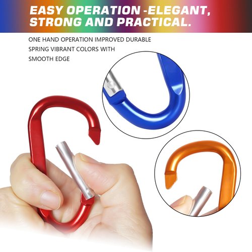 12PCS Carabiner Keychain Clip - 3" Aluminum Caribeener Key Clip,D Ring Shape Nonlocking Carabeaner Hook Buckle,Multi-Function Spring Snap Key Clips Tool for Home,Camping,Hiking,Traveling,Backpack