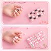 krofaue Press on Nails for Kids - 96pcs 4 Pack Children Fake Nails Kids Girls Stick on Nails for Kids Full Cover Cute Pre-Glue Acrylic Fake Fingernails Kits Sets Little Girls Short Nail Decoration