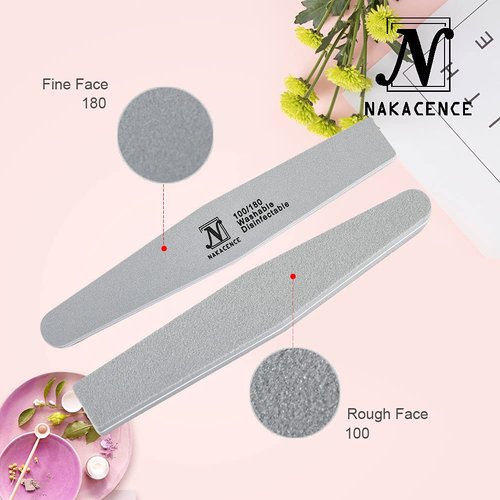 Nail Buffers Blocks Sponge Nail File and Buffer for Nail Art Care Double Sides Designed 100/180 Grit Professional Manicure Nail Tools Pack of 10Pcs Color Gray
