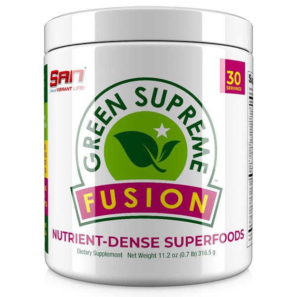 SAN Nutrition’s Green Supreme Fusion Blend Antioxidant: Super Greens Smoothie Mix with Spirulina, Chlorella, Adaptogenic Mushrooms, 30 Servings