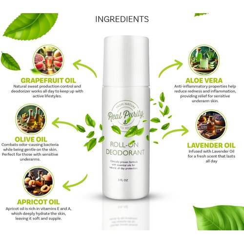 Real Purity, (2 Pack) Roll-On Deodorant