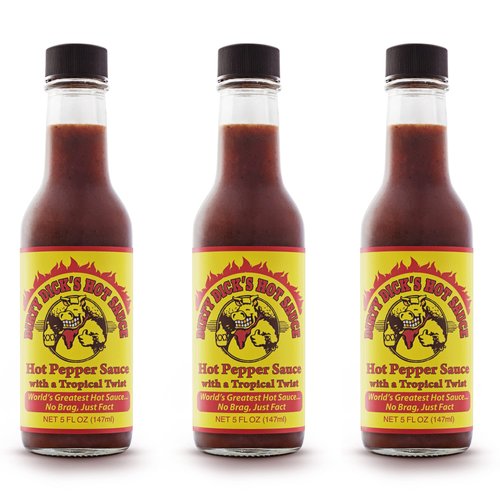 Dirty Dicks Original Hot Sauce, 5 Fl Oz - Award-Winning Blend of Habanero, Tropical Fruits & Spices (Pack of 3)
