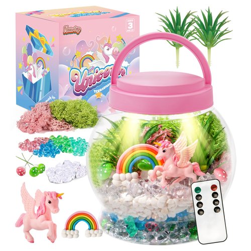 Hasviey Terrarium Kit for Kids, Light Up Unicorn Toys for Girls 6-8, DIY Kids Arts and Crafts Kit with Remote Control, Preschool Learning & Education Science Kits & Toys, Gift Ideas for Birthday Xmas