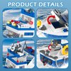Vziimo City Police Boat Building Blocks Sets, Cool Patrol Rescue Coast Guard Ship with Race Boat Building Toys,480 Pcs STEM for Boys Girls 6-12