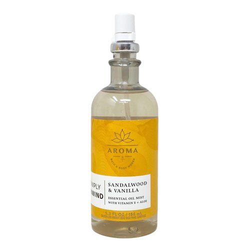 Bath & Body Works Aroma Simply Unwind Sandalwood & Vanilla 3 Pack Essential Oil Mist Bundle with a Natural Oats Bar Soap