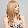 SOKU Strawberry Blonde Synthetic Wig 20 Inch Natural Straight Hair with Fringe Bangs Flawless Hairline Glueless Machine Made Wigs for Women Girls Party Costume Wig Soft Hair Realistic Wigs